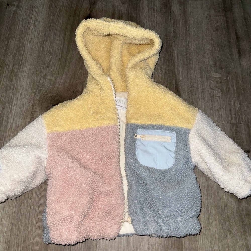 Zara Yellow and White Sherpa Jacket